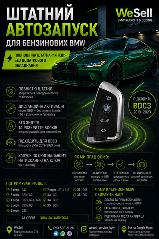 Активация штатного дистанционного запуска двигателя BMW G-Series 2019&ndash;2023 1cr фото